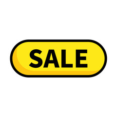Sale Button In Yellow Color Rectangle Rounded Shape For Advertisement Sale
