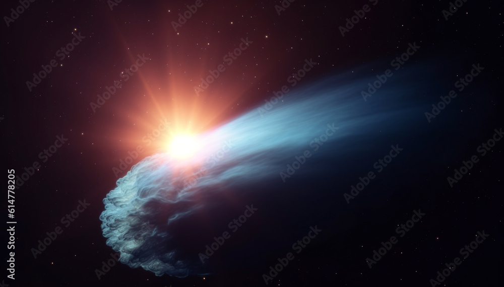 Poster galaxy abstract wave illuminated by star field in deep atmosphere generated by ai