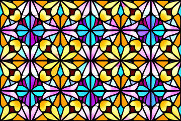 stained glass flower seamless pattern pastel hues
