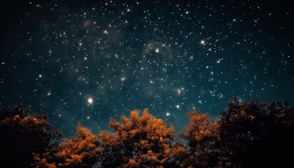 Fototapeta na wymiar Milky Way illuminates the dark night sky, a starry adventure generated by AI