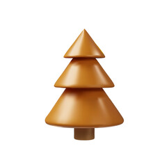 Bronze Christmas tree. 3D render spruce is decoration element for winter or summer seasons. Metal realistic plant for park. Vector illustration like decoration symbol in clay, plastic style