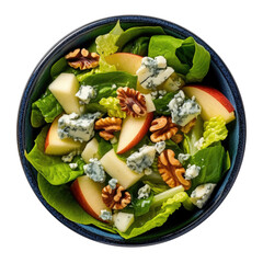 Delicious Salad with Apples, Walnuts and Blue Cheese Isolated on a Transparent Background