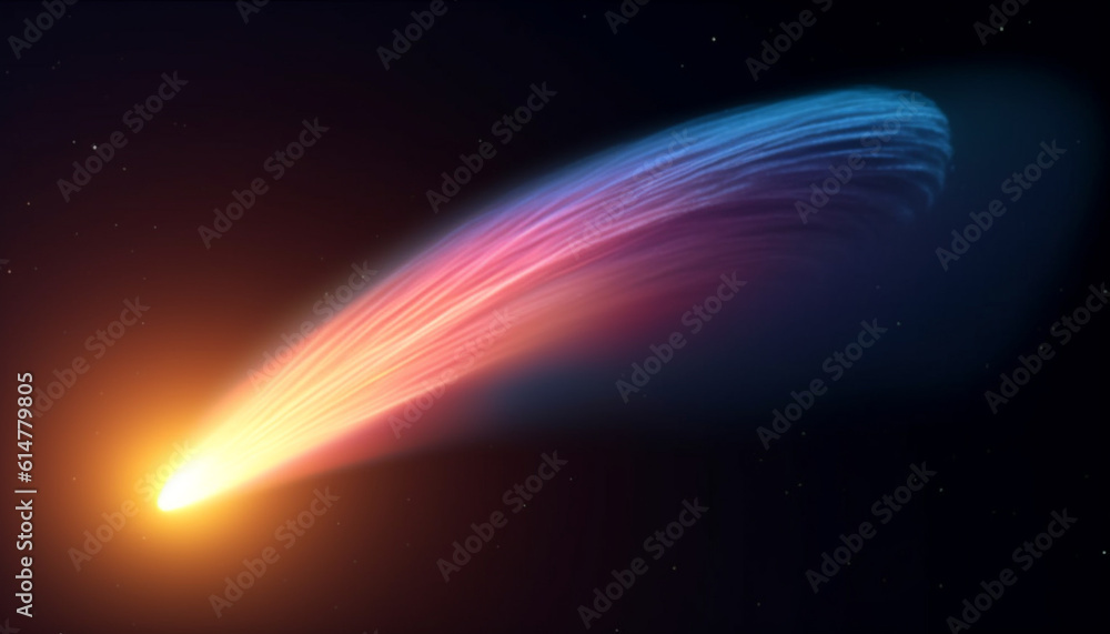 Poster glowing star shapes explode in abstract galaxy of multi colored nebulas generated by ai