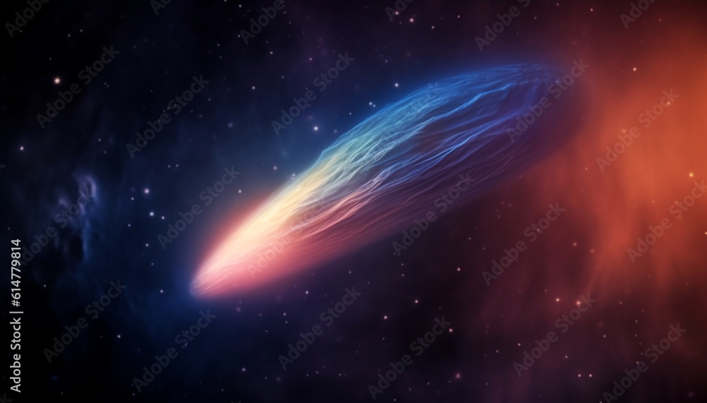 Poster abstract galaxy explodes with glowing star trail in deep space generated by ai