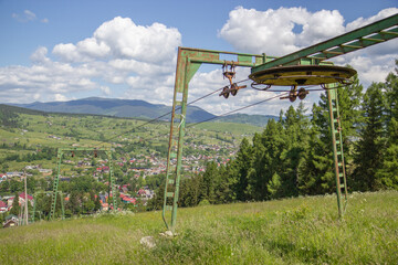 Fototapeta na wymiar lift not working in the mountains of the Carpathians