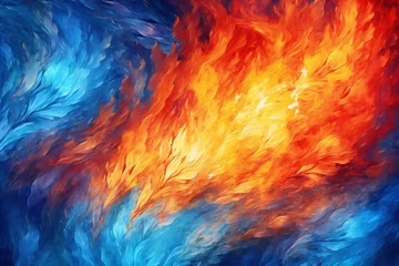 Tuinposter Mix van kleuren Flaming air background, in the style of decorative paintings, luminous quality Generative AI
