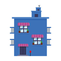 Simple two storey house. front view living house. vector illustration
