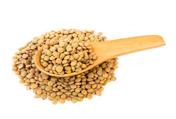 lentils in wood spoon isolated on transparent png