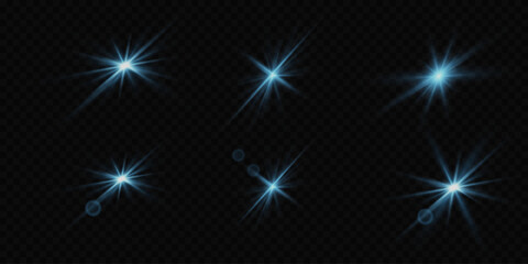 Glow effect. The star sparkles on a transparent background. Vector illustration.