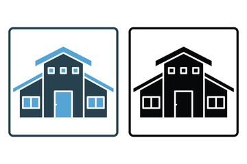 Mediterranean style house icon. Icon related to real estate, hotel, building. Solid icon style design. Simple vector design editable