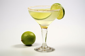 Margarita cocktail isolated on white background. AI generative.