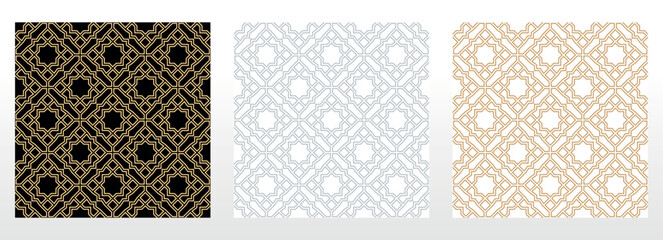 Set of abstract geometric patterns. Seamless vector backgrounds. Colored ornaments Graphic modern patterns Simple lattice graphic design