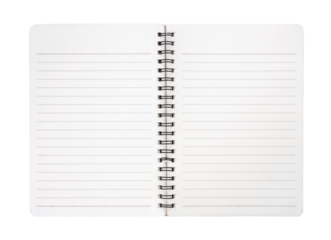 Open blank notebook isolated on transparent background