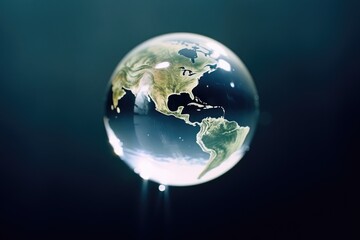 Fototapeta na wymiar Earth Day. Planet mother earth globe. World in a droplet of water. Background wallpaper.