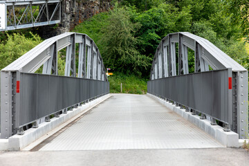 Swiss grey iron bridge. Architect and engineer made a good product for the small town of Silenen in Switzerland