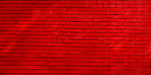 Naklejka na ściany i meble Red brick wall background texture. Wallpaper background. Rough tile surface. Imitation of a brick wall. Textured background. Blank for design. Underlay or undercoat. Copy space for text
