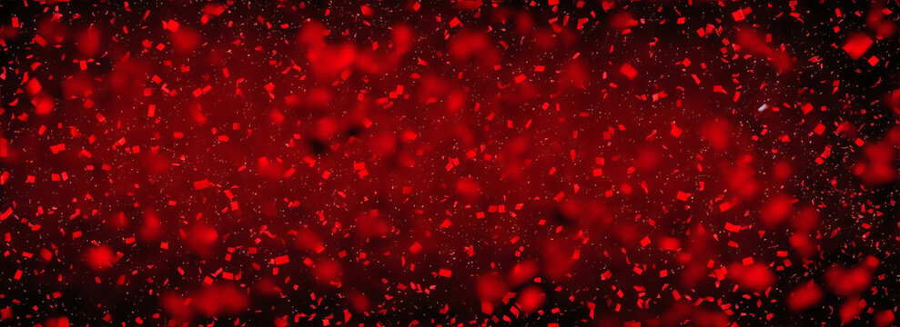 Naklejka Red confetti on black background from Generative AI