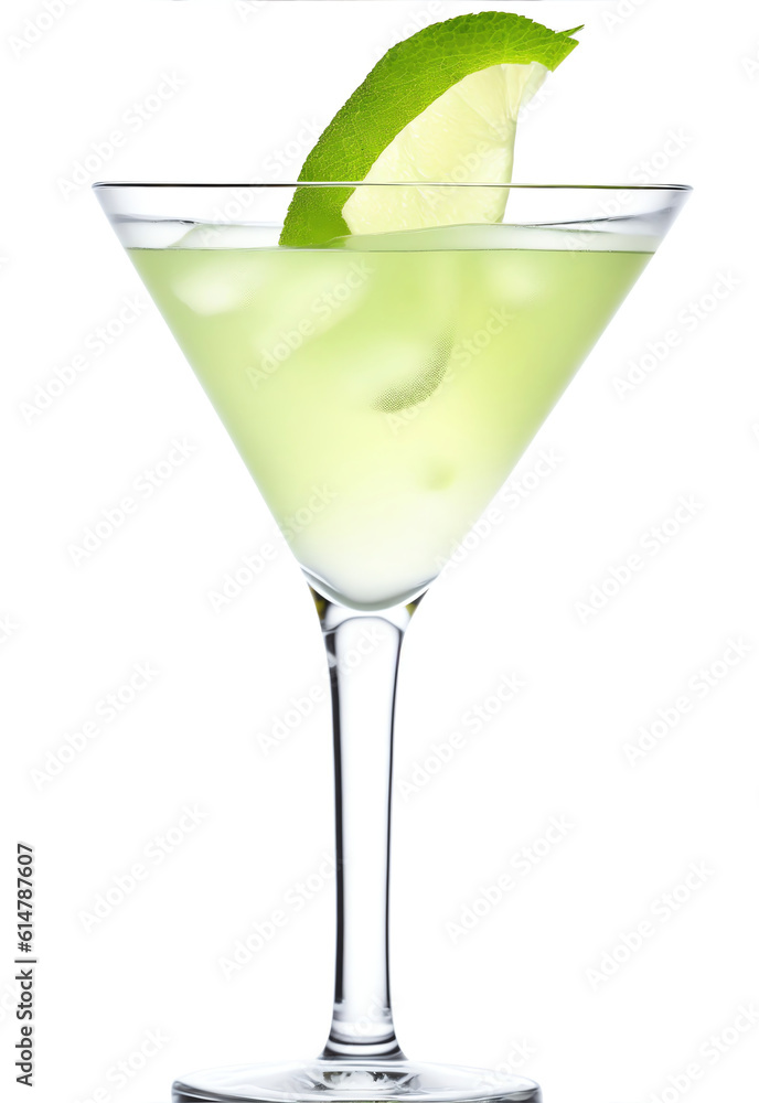 Poster vodka gimlet isolated on a plain white background from generative ai
