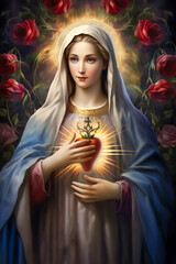 Immaculate Heart of the Holy Mary. AI generativ.