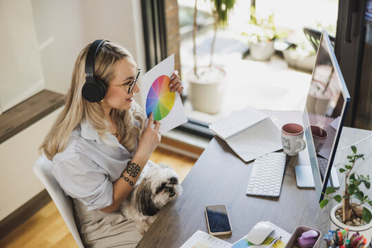 Freelance Woman Working From Home