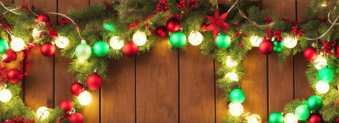 Christmas lights bulbs frame decoration from Generative AI