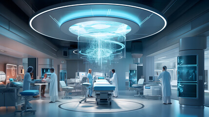 Obraz premium Futuristic healthcare room at modern hospital. AI generated