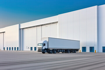 Modern logistics warehouse building structure. AI technology generated image