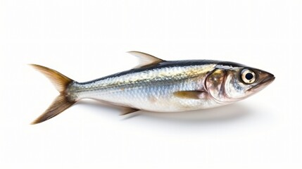 single anchovy takes center stage against a pristine white background