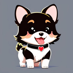Stickers, illustrations of a cute corgi dog. Flat image.