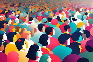 Chaotic Blue Hour People in Pop Art Style
