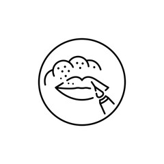 Permanent makeup line icon. Powder lips icon. Microblading , tattoo machine , tattoo artist icon. Vector illustration