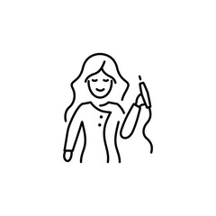 Permanent makeup artist line icon. Powder brows icon. Microblading , tattoo machine , tattoo artist icon. Vector illustration