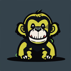 Realistic Cute Chimpanzee Vector Logo Icon Sports Mascot flat vector illustration