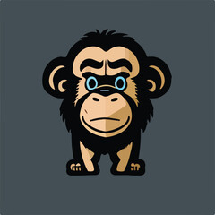 Realistic Cute Chimpanzee Vector Logo Icon Sports Mascot flat vector illustration
