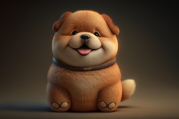 cheerful chubby cartoon dog perfect for zoo themed designs generative ai