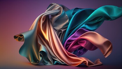 Fototapeta na wymiar eye catching colorful silky fabric flowing motion abstract backdrop generative ai