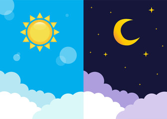 Obraz na płótnie Canvas Day and night illustration. Vector day and night. Background