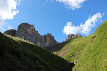 Fototapeta premium Holidays in Trentino Alto-Adige, one of the most beautiful clean regions of Italy, with breathtaking landscapes and lots of activities to do immersed in unspoiled nature!!