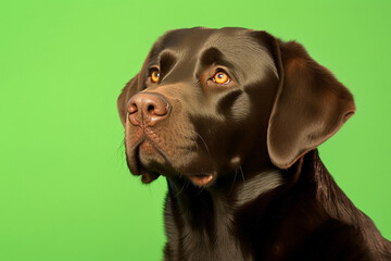 Labrador Retriever close up on greenscreen background