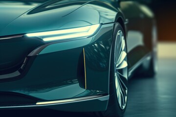 electric car closeup. AI generated.