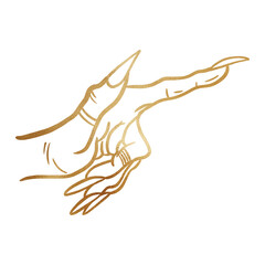 Gold Scary Witch Hand Drawing