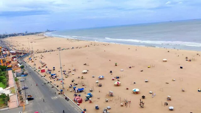 View of marina beach from chennai light house.