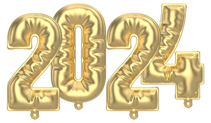 Number 2024 Gold 3D Render