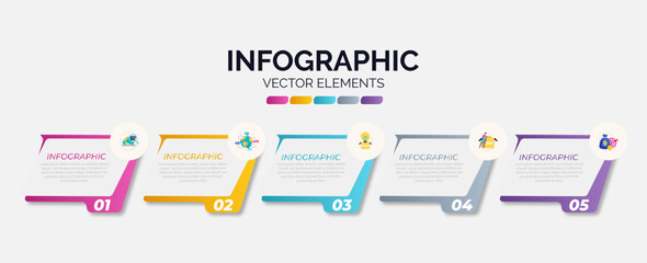 Business infographic template creative design with arrow parts timeline process with 5 options