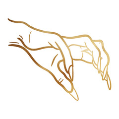 Gold Scary Witch Hand Drawing