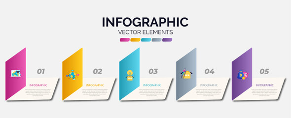 Business infographic template creative design with arrow parts timeline process with 5 options