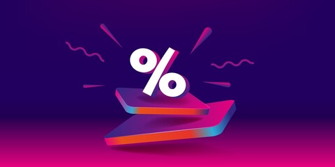 Web banner percent sign letters 3d isolated design elements. .