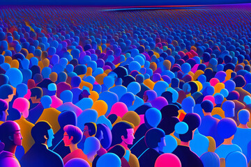 Obraz premium Golden Abstraction: A Confusion of People in Minimalistic Style
