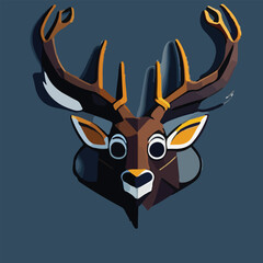 Realistic Cute Deer Vector Logo Icon Sports Mascot flat vector illustration