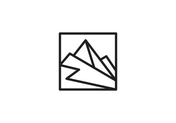 simple mountain logo, linear style creative modern vector design - obrazy, fototapety, plakaty